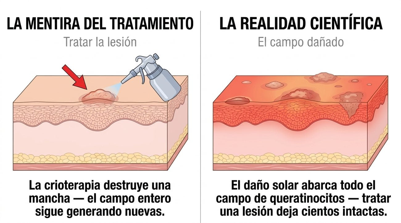 La mentira del tratamiento frente a la realidad científica del campo dañado