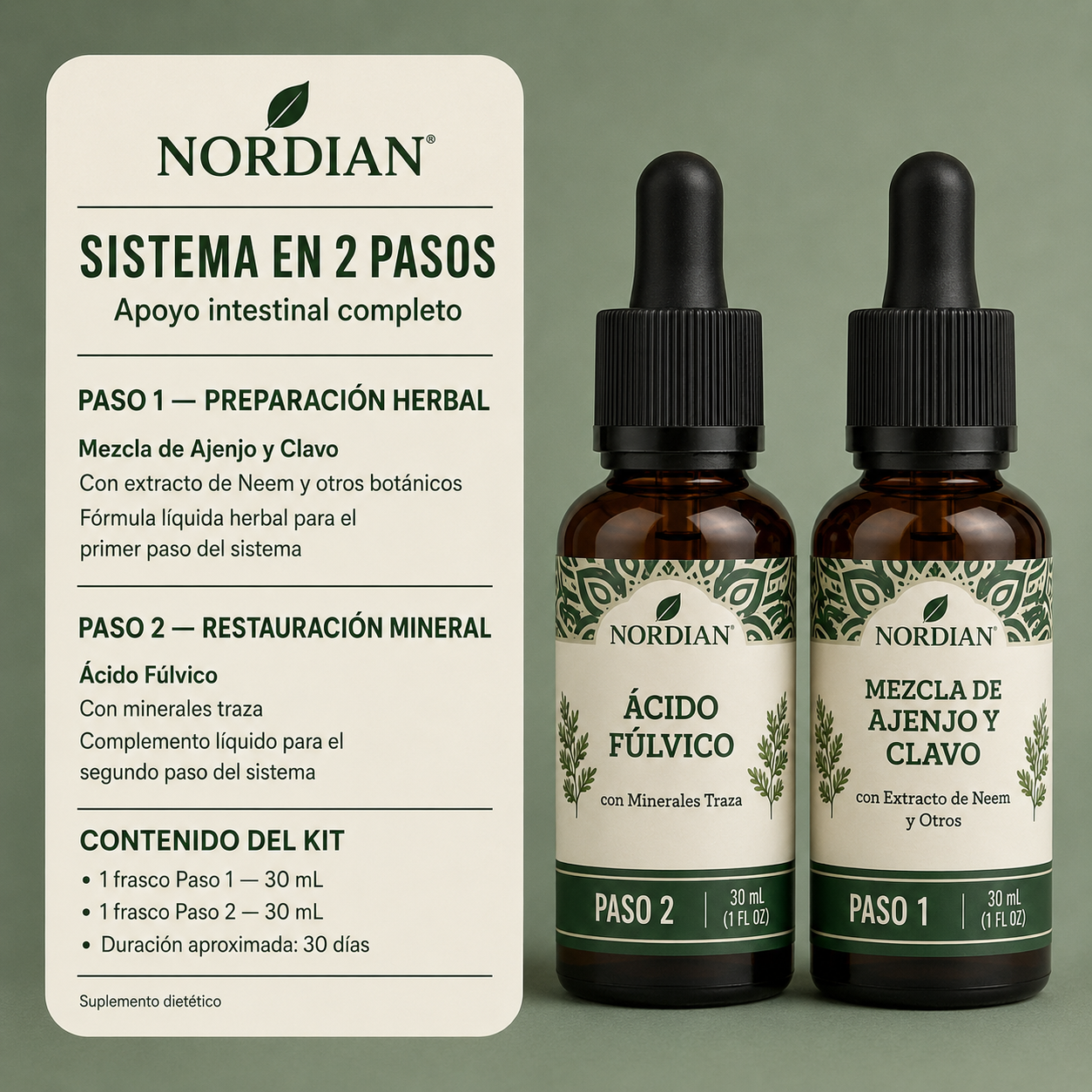 Nordian Limpieza Intestinal — Kit 2 Pasos