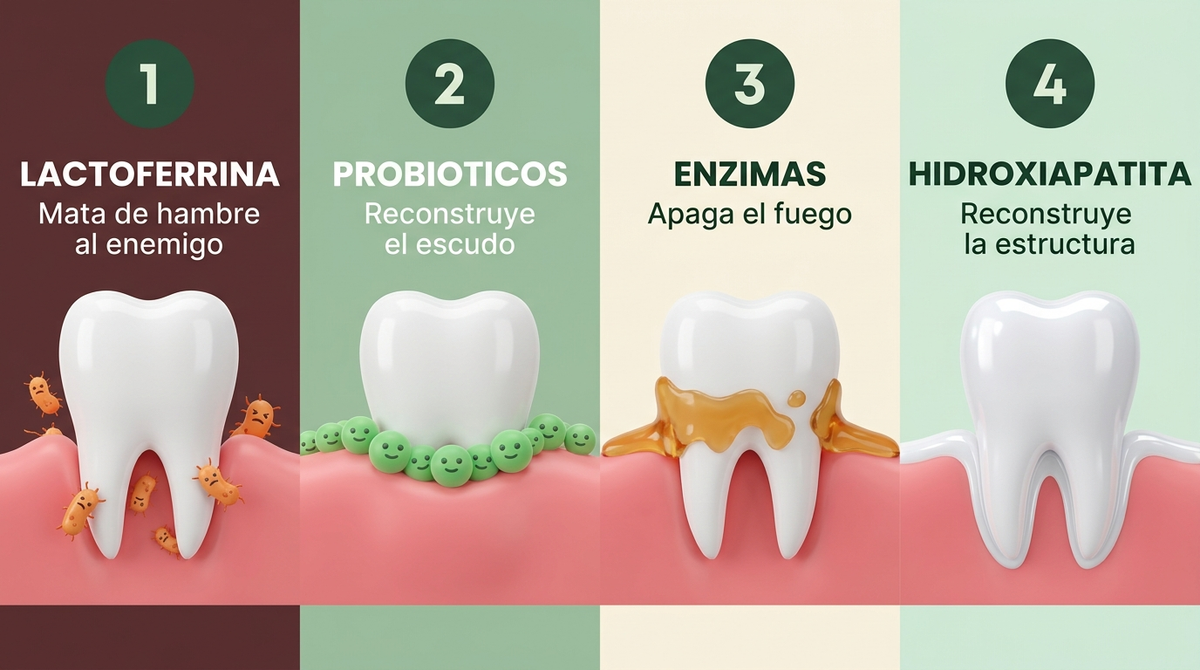 Mecanismo de defensa oral en cuatro etapas